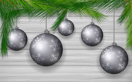 Background design with gray Christmas balls illustration.のイラスト素材