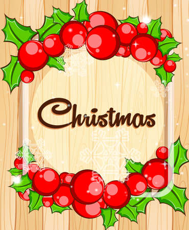Border template with Christmas mistletoes illustrationのイラスト素材