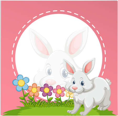 Border template with cute bunny illustrationのイラスト素材