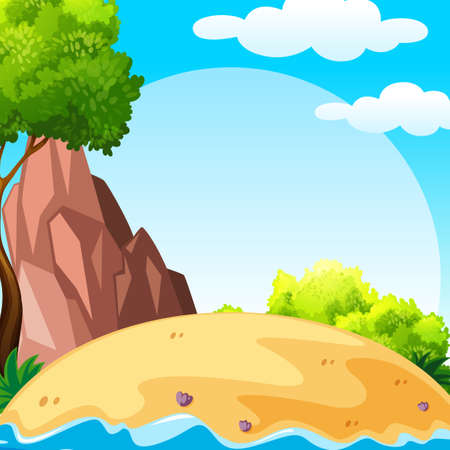 A Background scene with sea and blue sky illustrationのイラスト素材
