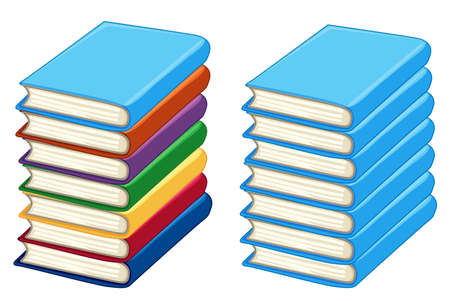 Two stacks of thick books illustration.のイラスト素材