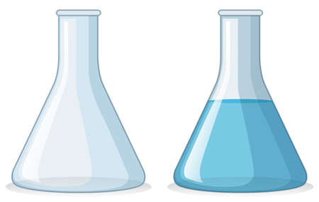 Two beakers with and without water illustration.のイラスト素材