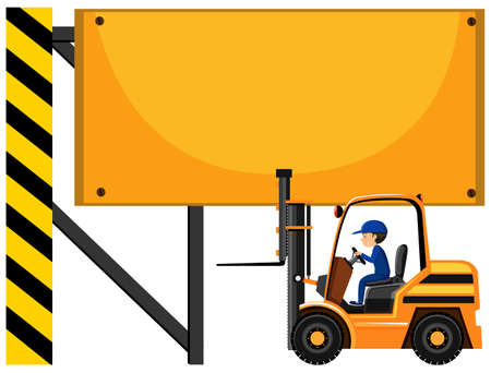 Sign template with folk lift illustration.