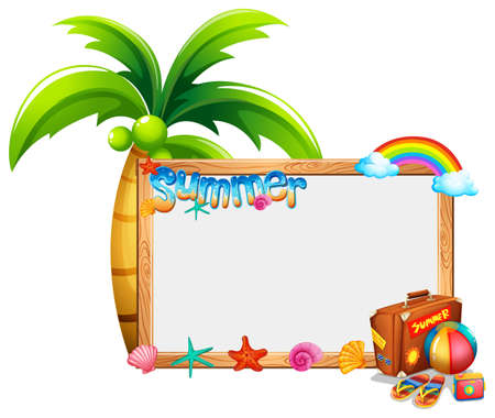 Border template with summer theme illustration.のイラスト素材