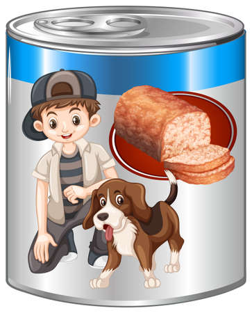 Meatloaf for pet dog in can illustration.のイラスト素材