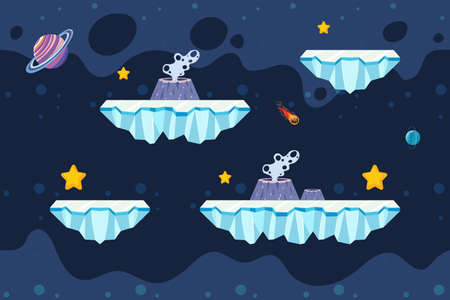 Ice and Space Game Template illustrationのイラスト素材