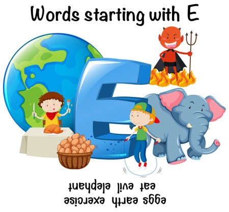 English words starting with E illustrationのイラスト素材