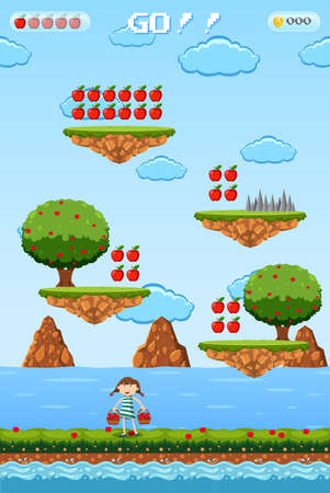 A Fruite Picking Game Template illustrationのイラスト素材