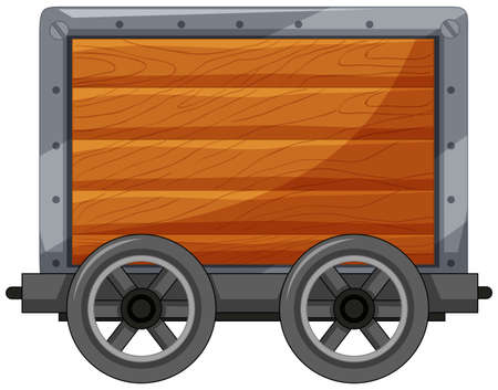 A Wooden Cart on White Background illustrationのイラスト素材