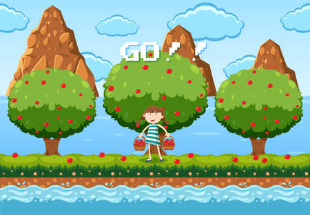 A Game Template Fruit Picking illustrationのイラスト素材