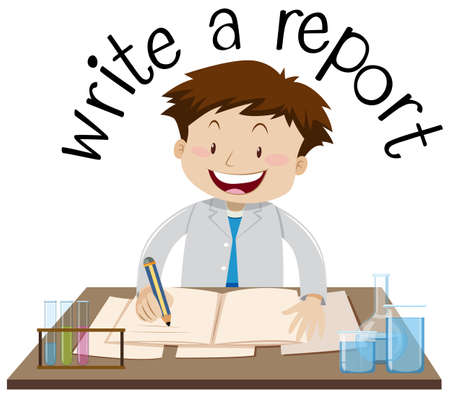 Flashcard design for write a report illustrationのイラスト素材