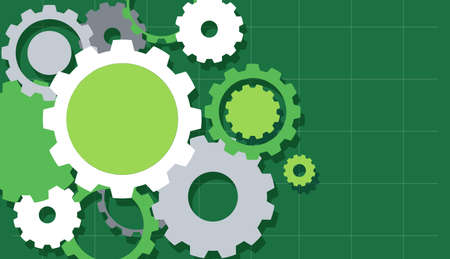 Engineering Gears on Green Background Vector illustration.のイラスト素材