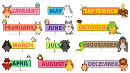 Months of a Year Banner Vector illustration.のイラスト素材