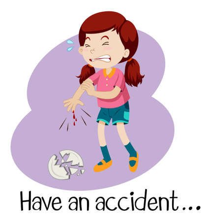 A Young Girl Having an Accident illustrationのイラスト素材