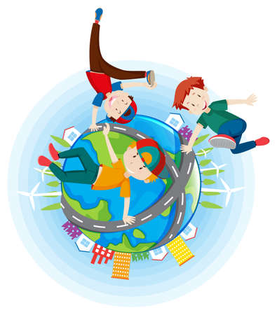 Street Dance on the Globe illustrationのイラスト素材