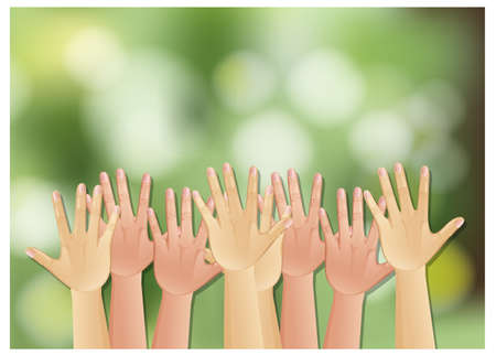 Hands up on Green Background illustration