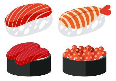 A Set of Japanese Sushi illustrationのイラスト素材
