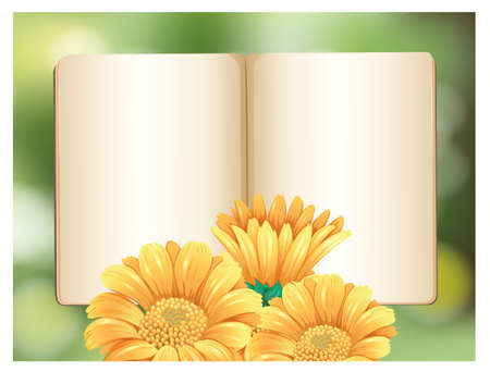 A Book Template with Flower illustrationのイラスト素材