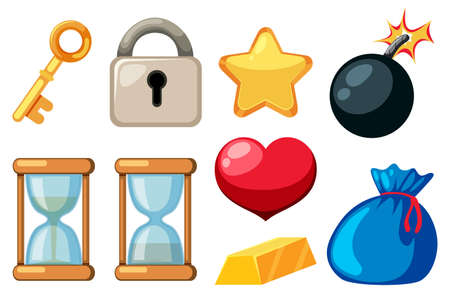 A Set of Game Element on White Background illustrationのイラスト素材