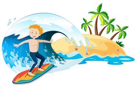 A Surfer and Summer Holiday illustrationのイラスト素材