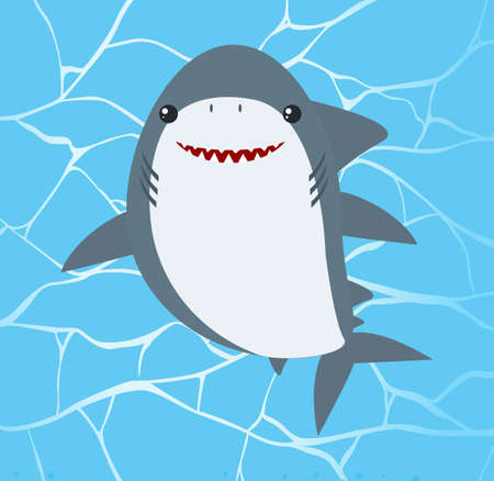 Cute Shark on Water Background illustrationのイラスト素材