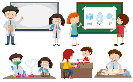 A Set of Students Learning illustrationのイラスト素材