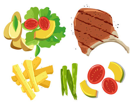 Steak Element on White Background illustrationのイラスト素材