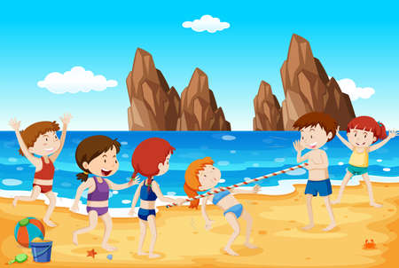Limbo Dance on the Beach illustrationのイラスト素材