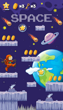 A Jumping in Space Game illustrationのイラスト素材