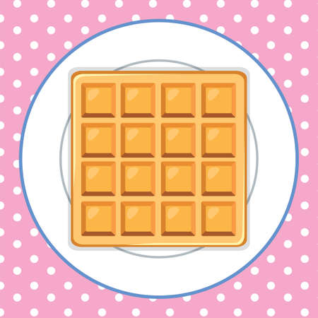 Waffle on Plate Pink Background illustrationのイラスト素材