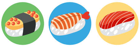 A Set of Japanese Sushi illustrationのイラスト素材