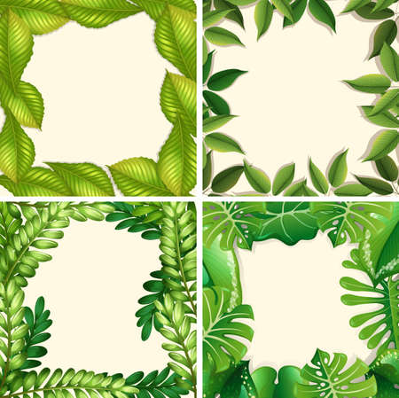 A Set of Green Leaf Border  illustrationのイラスト素材
