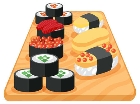 A Set of Japanese Sushi illustrationのイラスト素材