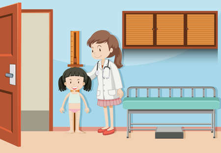 A Girl Measuring the Height illustrationのイラスト素材