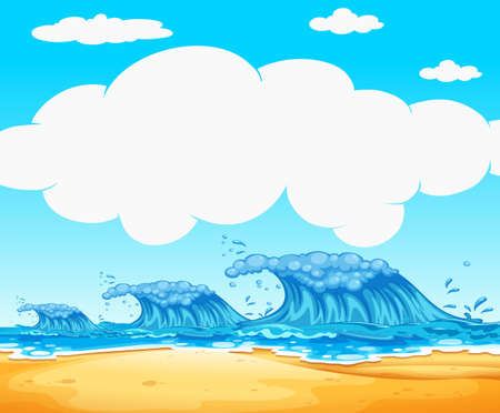 Ocean with waves background illustrationのイラスト素材