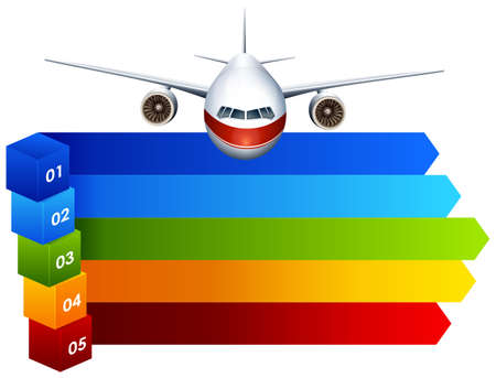 Rainbow infographic with aeroplane illustrationのイラスト素材