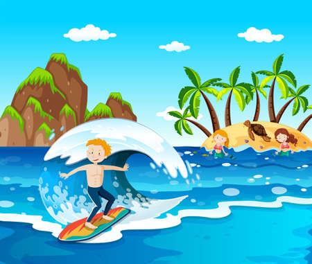 Summer Beach Island and c illustrationのイラスト素材