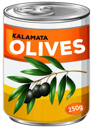 Can of kalamata olives illustrationのイラスト素材