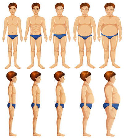 A Set of Man Body Transformation  illustrationのイラスト素材