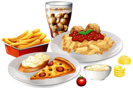 A Set of Delicious Food illustrationのイラスト素材