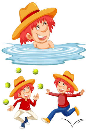A Set of Happy Man with Activities illustrationのイラスト素材