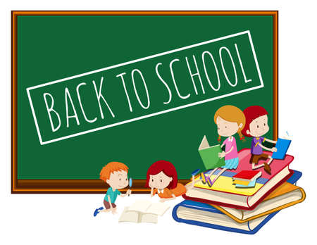 Blackboard back to school template illustrationのイラスト素材