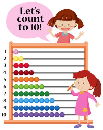 Lets count to 10 abacus concept illustrationのイラスト素材