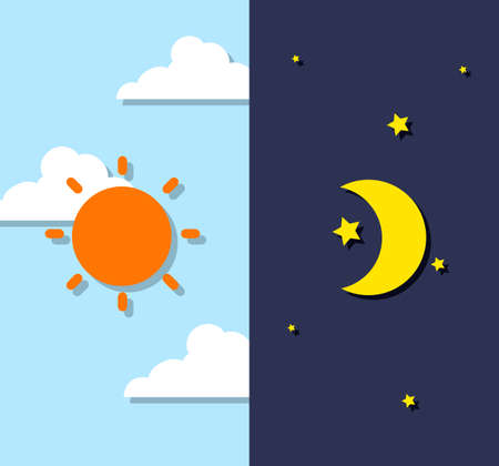 Day and night sky illustrationのイラスト素材