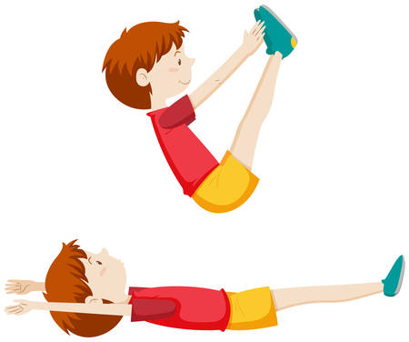 A boy sit up exercise illustrationのイラスト素材