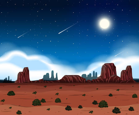 A night at desert illustrationのイラスト素材