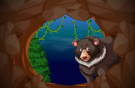 A bear living in cave illustrationのイラスト素材