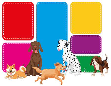 A colourful note with dog illustrationのイラスト素材
