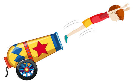 A colourful cannon on white background illustrationのイラスト素材