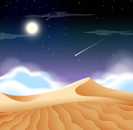 A desert landscape at night illustrationのイラスト素材